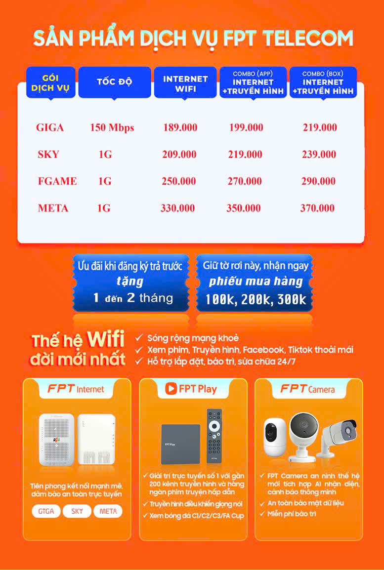 Bảng giá gói cước lắp đăt Internet Long An