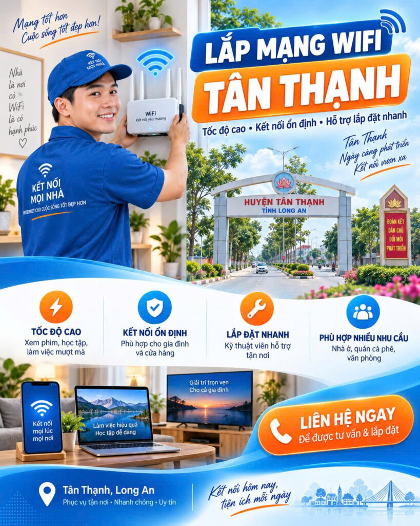 Lắp WiFi Tân Thạnh – WiFi 6 FPT, Internet tốc độ cao